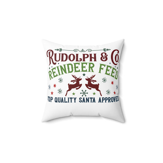 Christmas Themed Spun Polyester Square Pillow Reindeer Feed