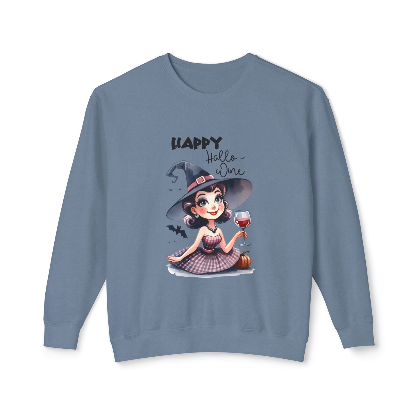 Halloween Themed Crewneck Sweatshirt Wine Is Very Fine For Witches at Halloween Time