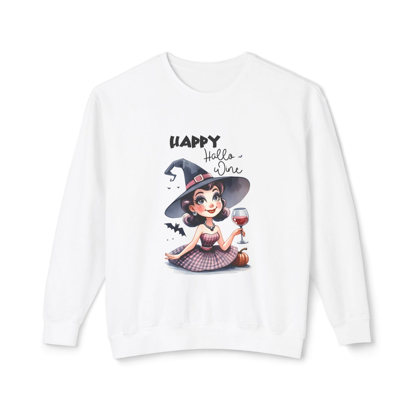 Halloween Themed Crewneck Sweatshirt Wine Is Very Fine For Witches at Halloween Time