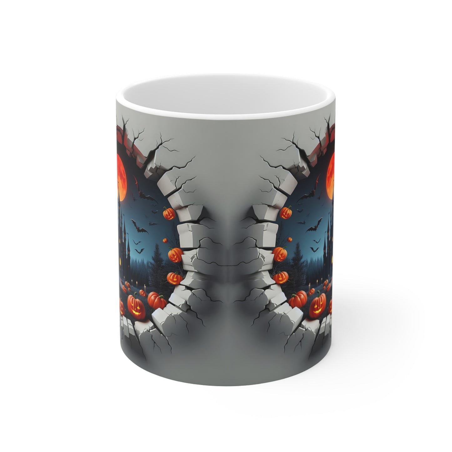 Festive Halloween Ceramic Mug 11oz Spooky Castle Design