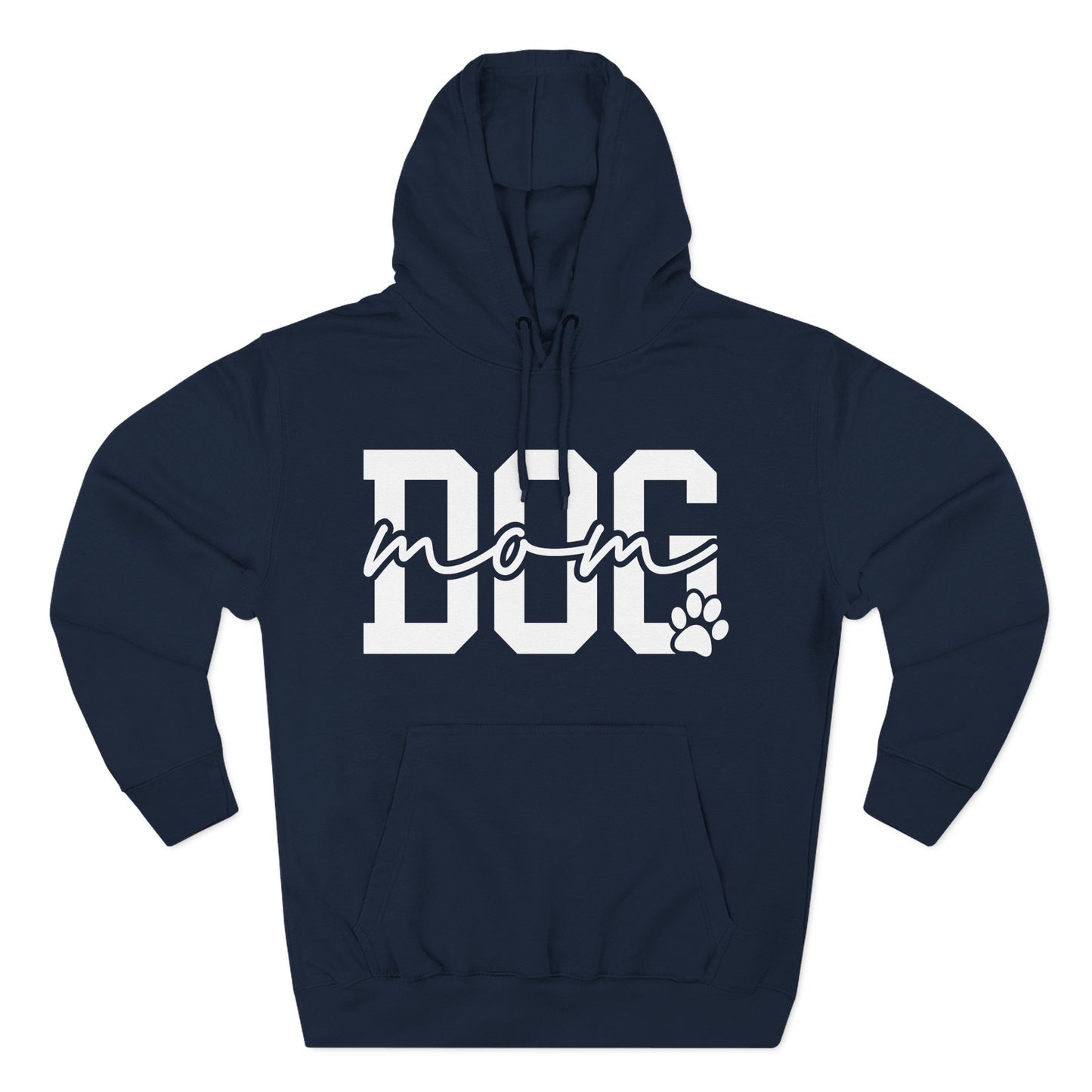 Dog Mom Hoodie — Cozy Fleece Pullover with 'Dog Mom' Script & Paw Graphic