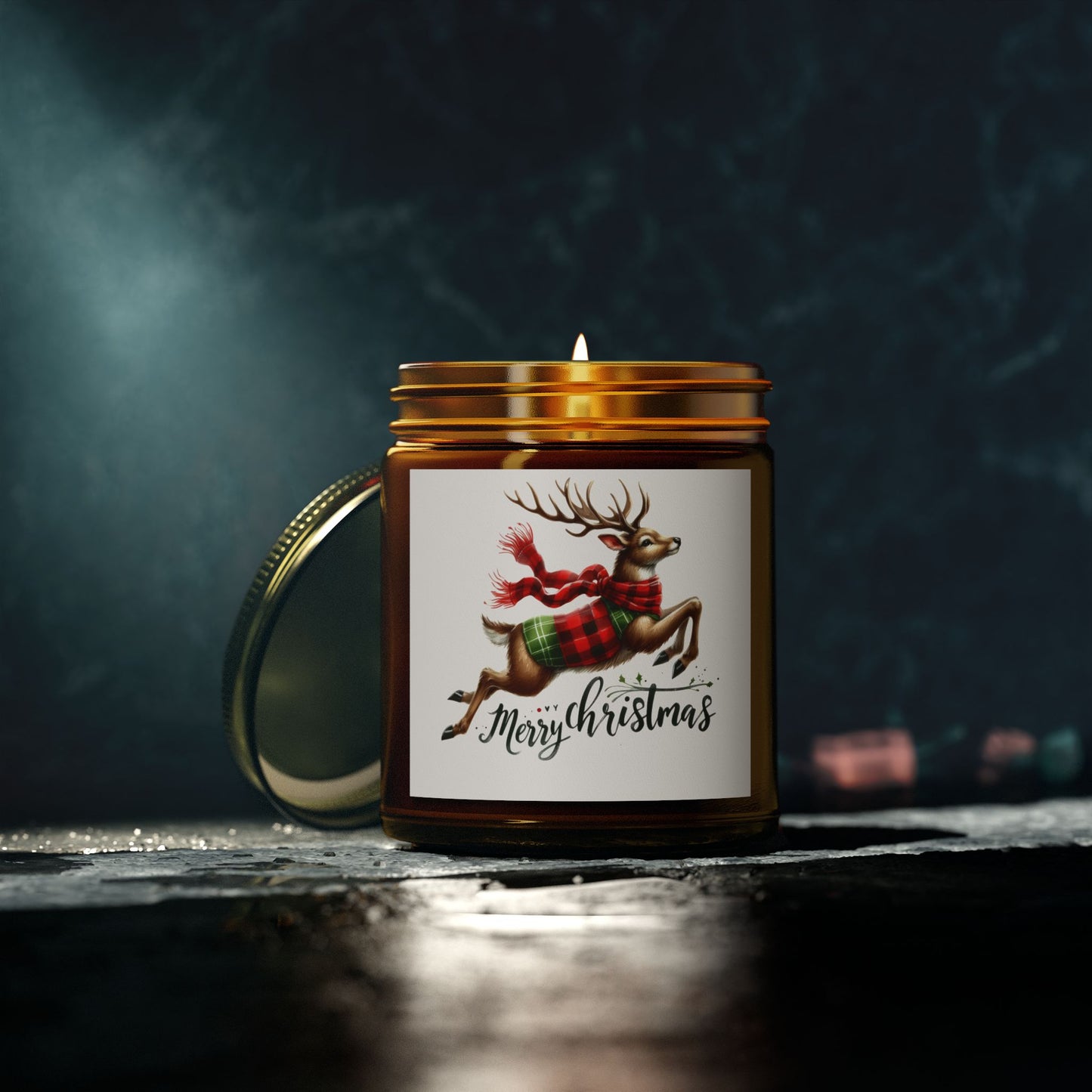 Christmas Themed Scented Candles, Coconut Apricot Wax (4oz, 9oz)