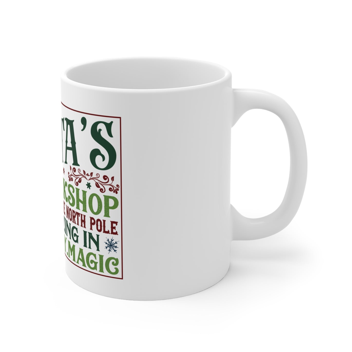 Christmas Themed Ceramic Mug 11oz Santa's Workshop