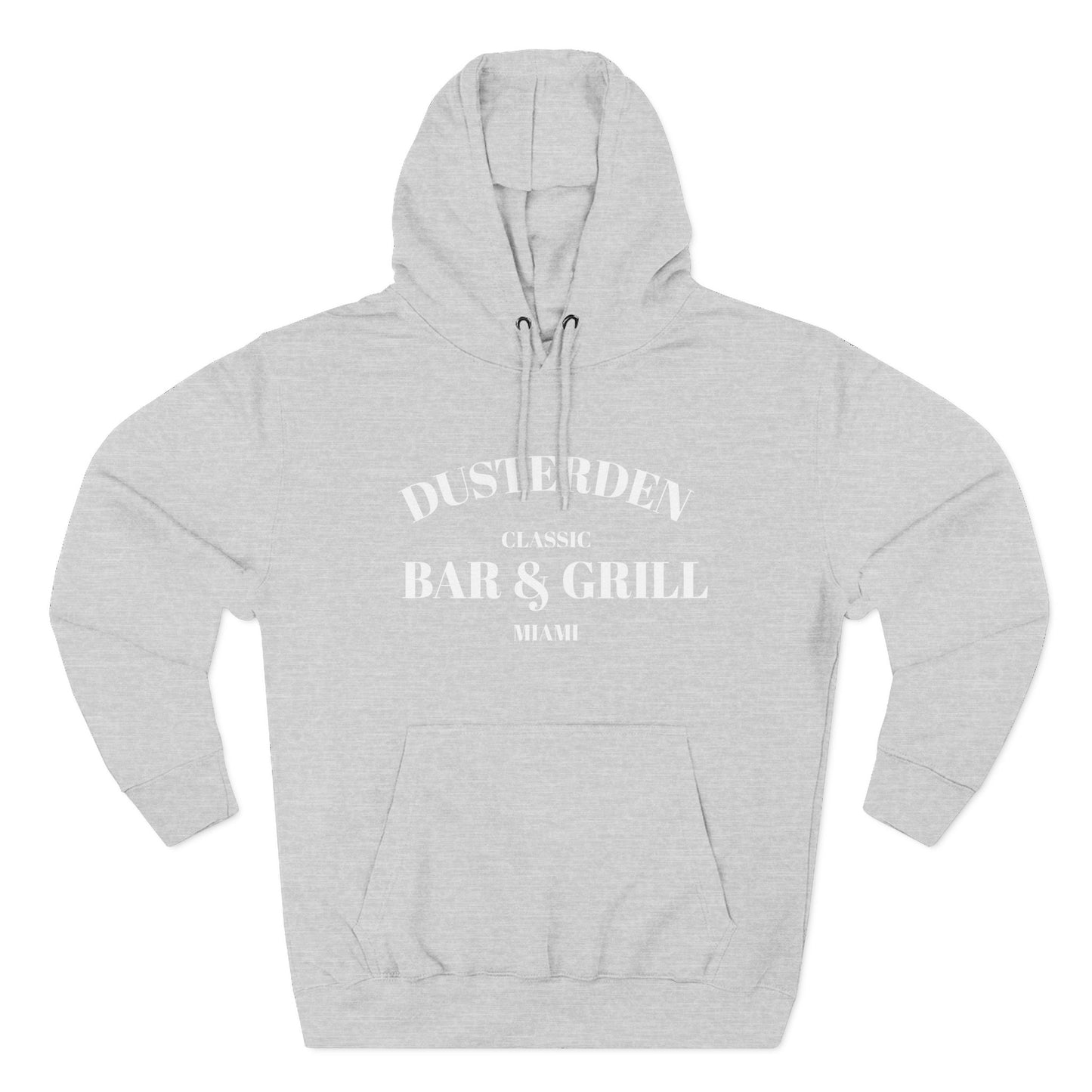 Dustersden Classic Bar and Grill Miami Hoodie — Minimal Logo Fleece Pullover