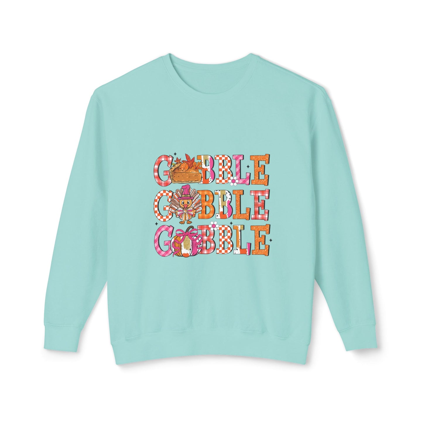 Women's Thanksgiving Unisex Lightweight Crewneck Sweatshirt Turkeys Go Gobble Gobble Gobble