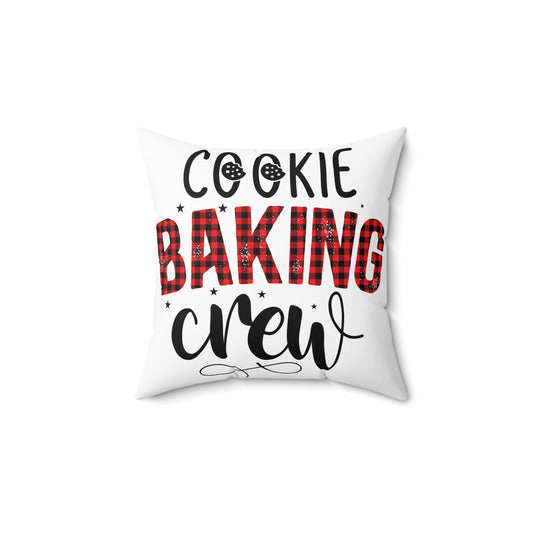 Christmas Themed Spun Polyester Square Pillow Cookie Baking Crew