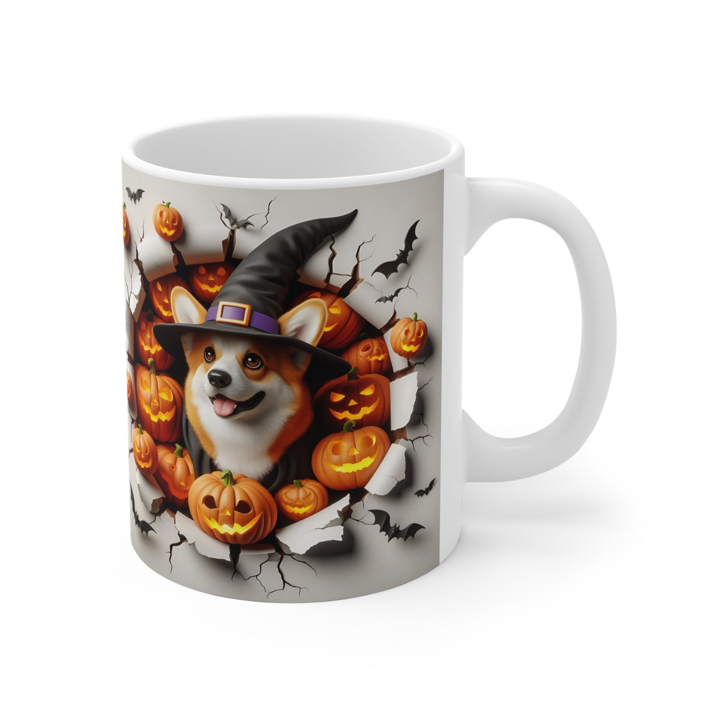 Festive Halloween Ceramic Mug 11oz Dogs and Trick or Treating