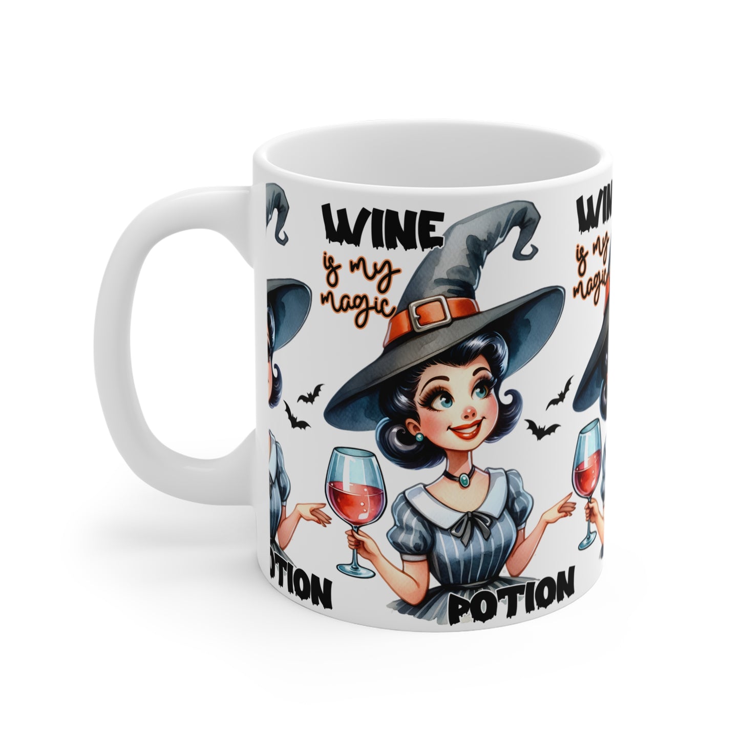 Festive Halloween Ceramic Mug 11oz Wine is My Magic Potion