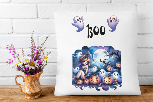 Festive Halloween Pillow Ghosts In The Pumpkin Patch Going Boo! Happy Halloween All You Ghosts and Ghouls.