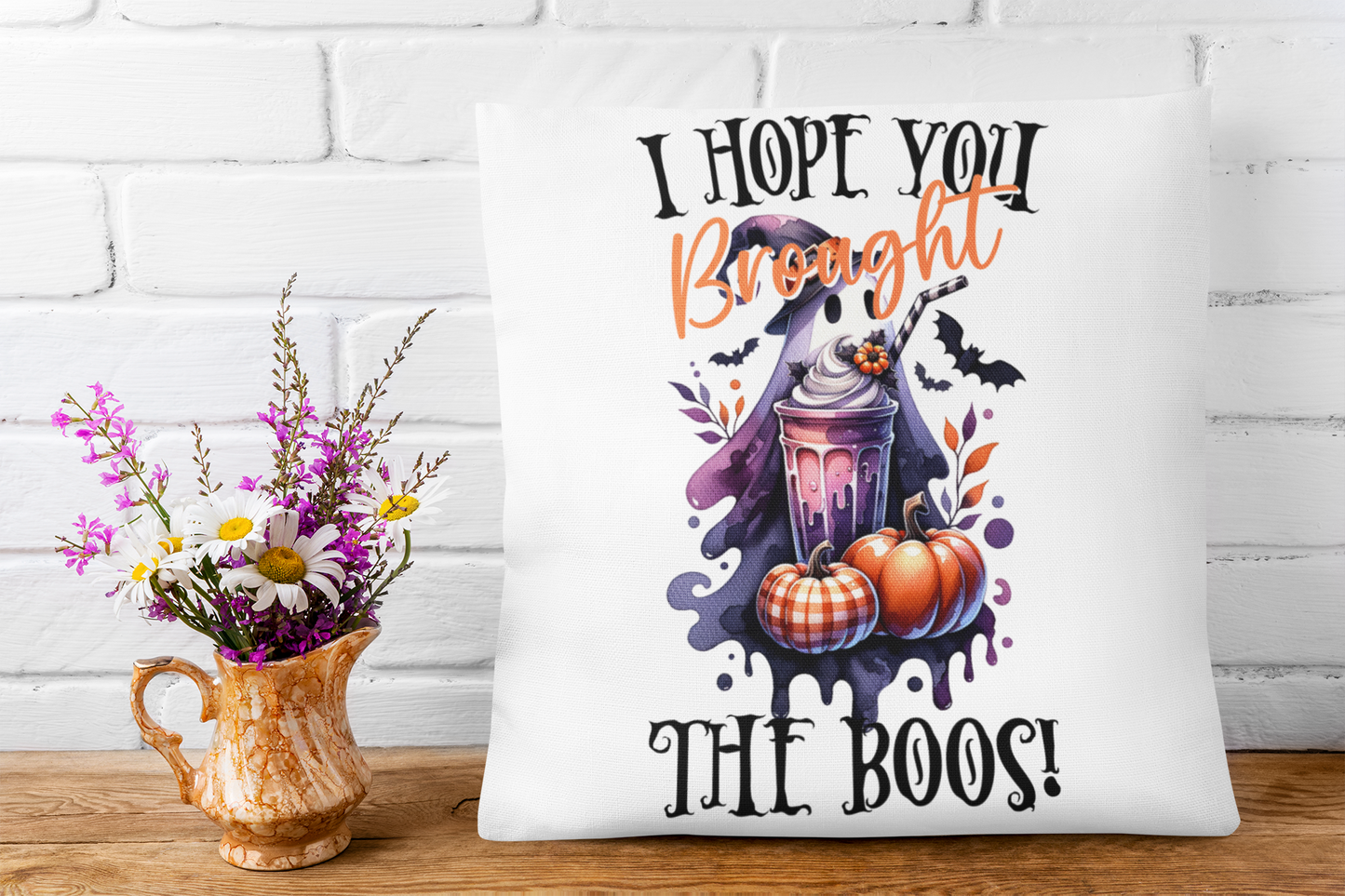 Festive Halloween Pillow Ghosts Hoping You Brought The Boos