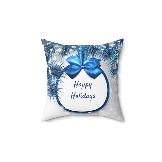 Merry Christmas and Happy Holidays Polyester Pillow