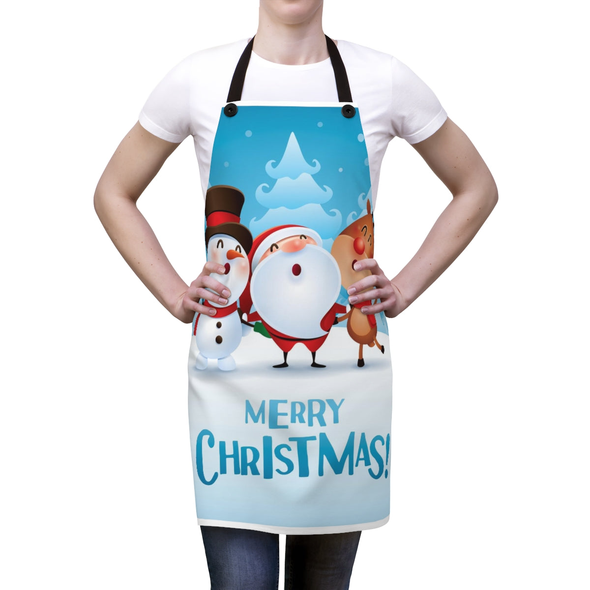 Santa Clause Snowman Reindeer Themed Christmas Apron